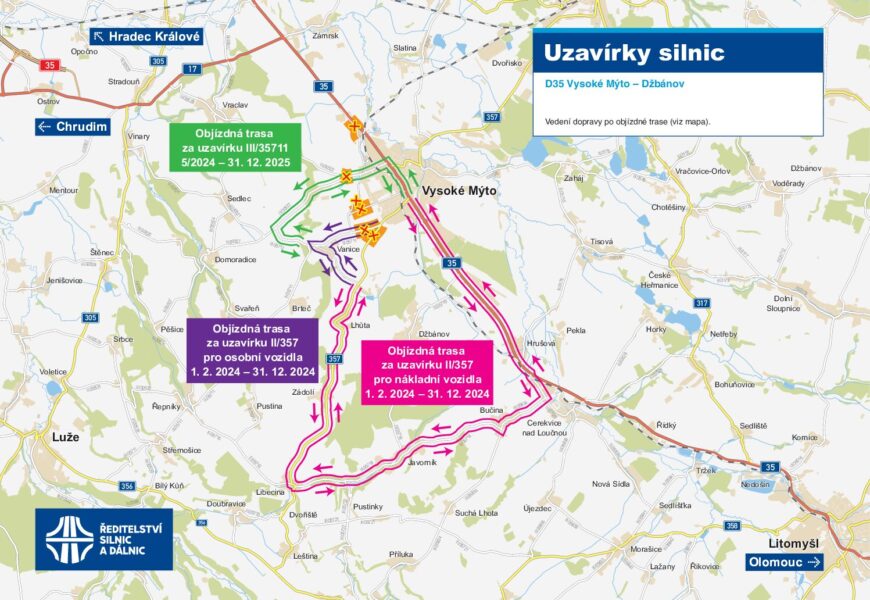 Řidiče u Vysokého Mýta čekají dopravní omezení spojená s výstavbou dálnice D35