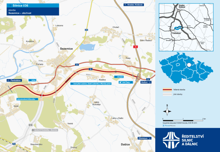 Další úseky D35, obchvat Sezemic. ŘSD chystá zahájit stavbu klíčových tahů v Pardubickém kraji
