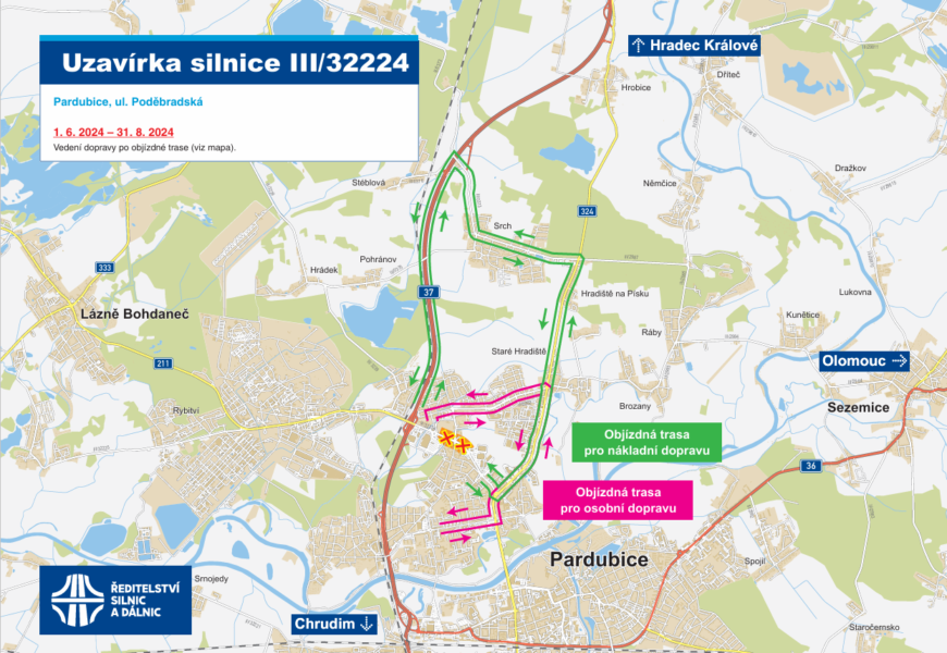 Od 1. června se uzavře část Poděbradské. Řidiči budou muset po objížďkách až do září