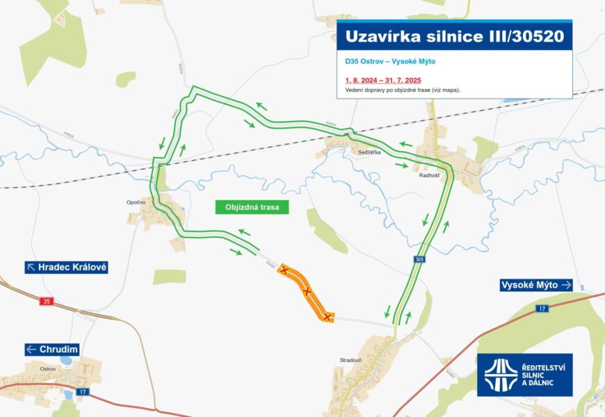 Silnice ze Stradouně do Opočna se řidičům na rok uzavřela