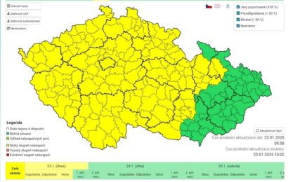 V Česku hrozí ve čtvrtek odpoledne ledovka. Zasáhnout má i Pardubický kraj