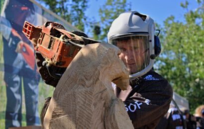 FOTO, VIDEO: Na pardubickém závodišti poprvé soutěží řezbáři