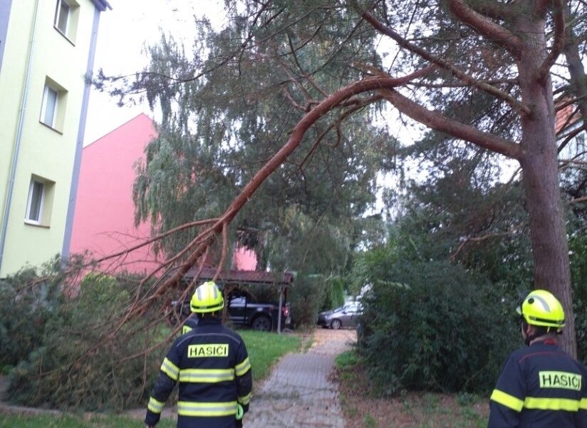 Větrné počasí zaměstnávalo ve středu hasiče po Pardubickém kraji