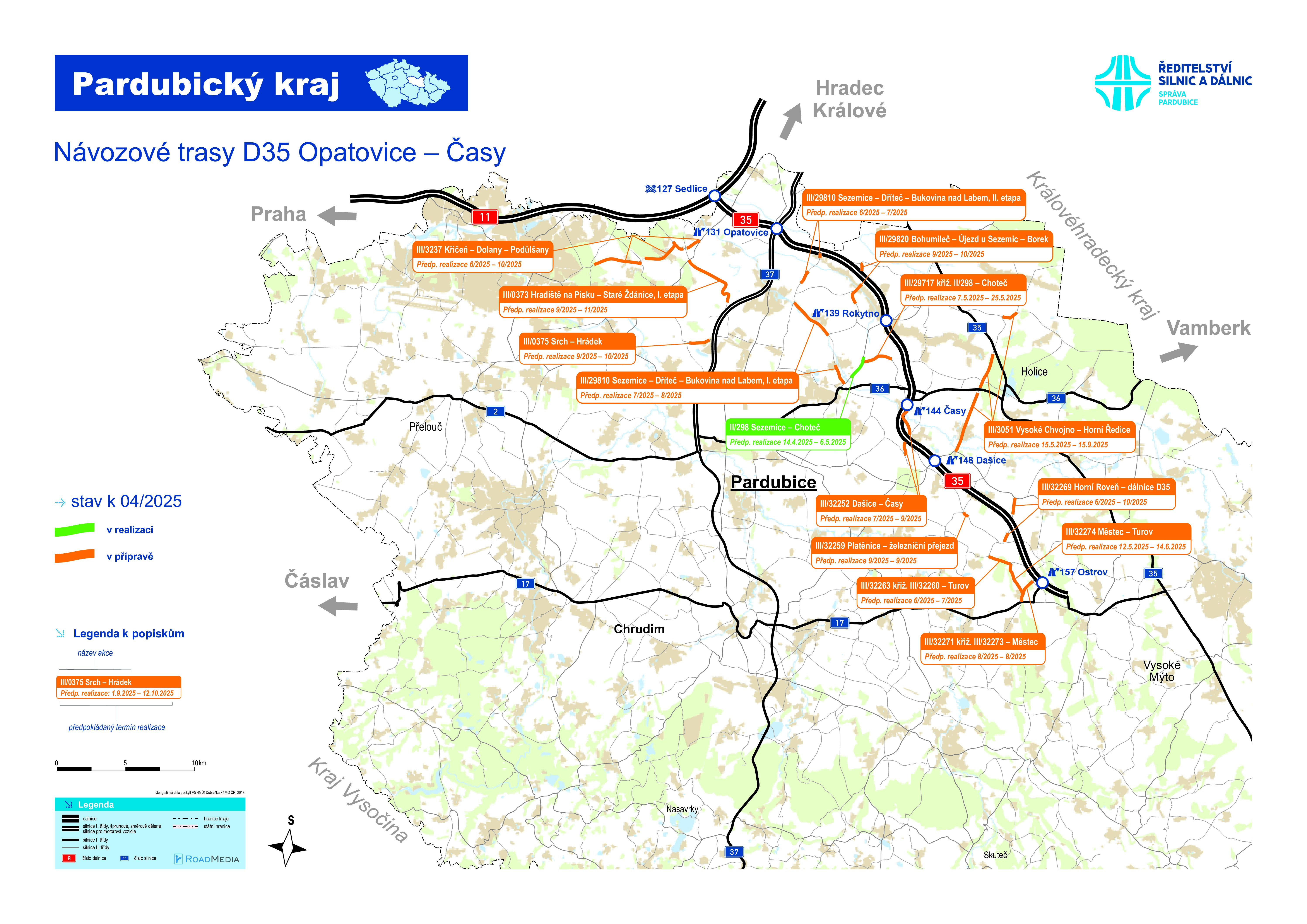 Opravy silnic po stavbě D35 jsou levnější, než se původně předpokládalo