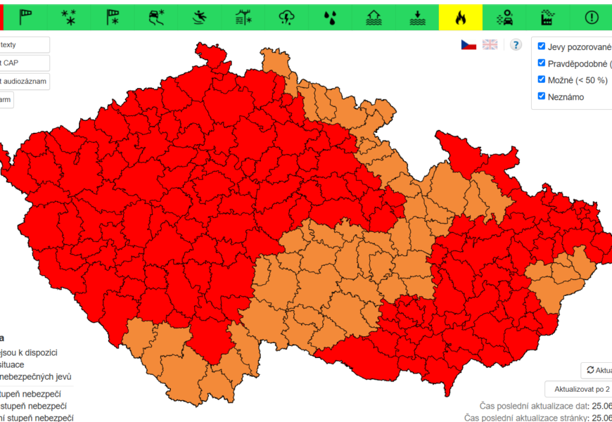 ČHMÚ zpřísňuje výstrahu: O víkendu mohou teploty vystoupat až ke 40 stupňům
