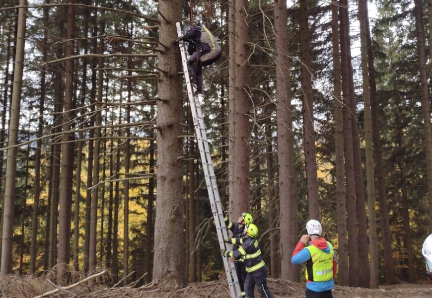 Paraglidista na Orlicku uvízl dvacet metrů nad zemí. Z koruny stromu ho zachraňovali lezci Paraglidista na Orlicku uvízl dvacet metrů nad zemí. Z koruny stromu ho zachraňovali lezci